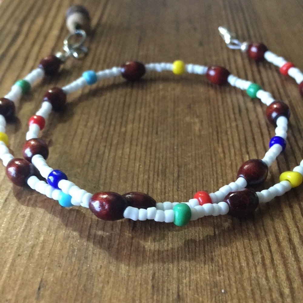 Wood Beaded White Ladies Necklace,  Handmade Ladies Necklace